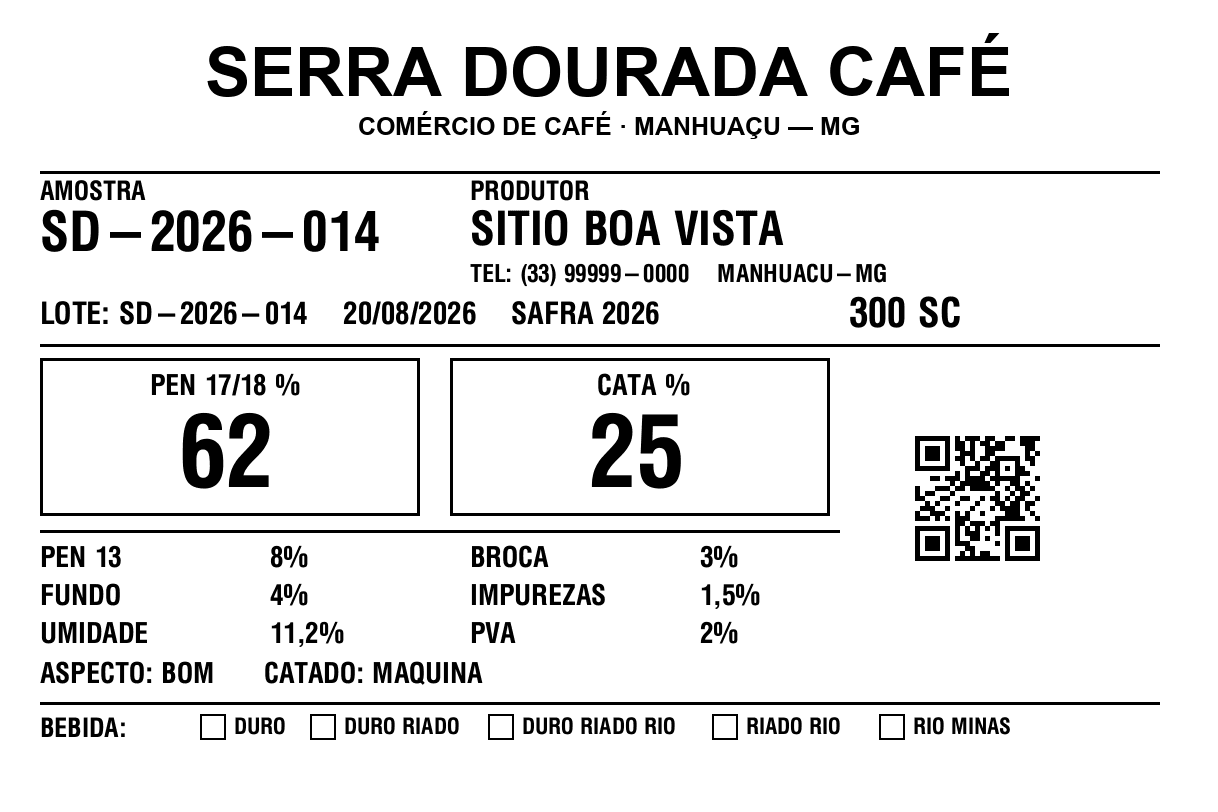 Etiqueta de lote impressa pelo sistema